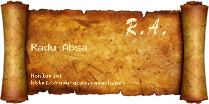 Radu Absa névjegykártya